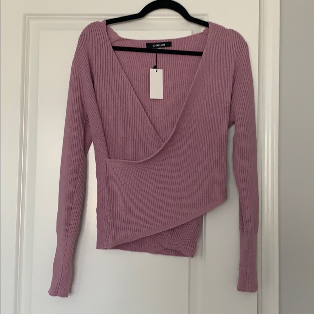 Purple wrap sweater